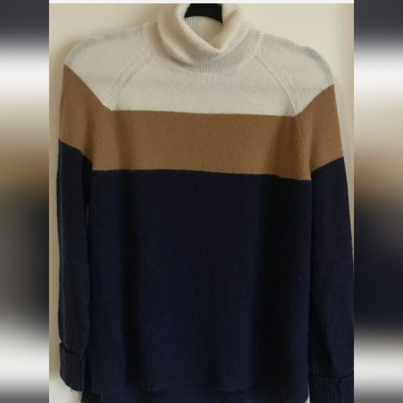 J. Crew Colorblock Turtleneck Sweater in Supersoft Alpaca Merino Yarn S - Picture 5 of 10